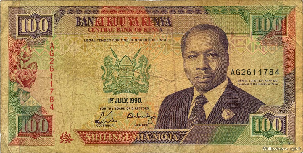 100 Shillings KENYA  1990 P.27b G