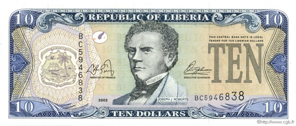 10 Dollars LIBERIA  2003 P.27a fST+