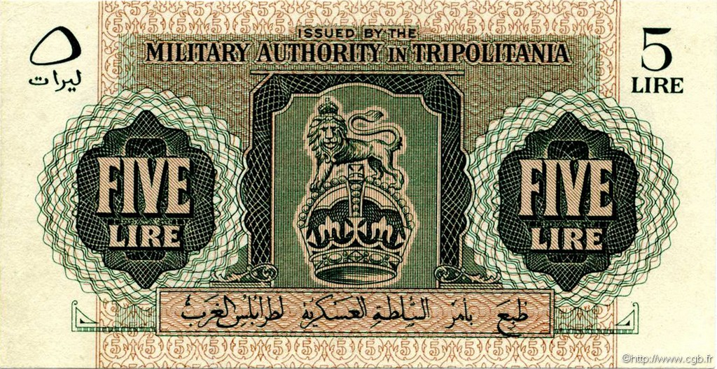 5 Lire LIBIA  1943 P.M3a q.FDC