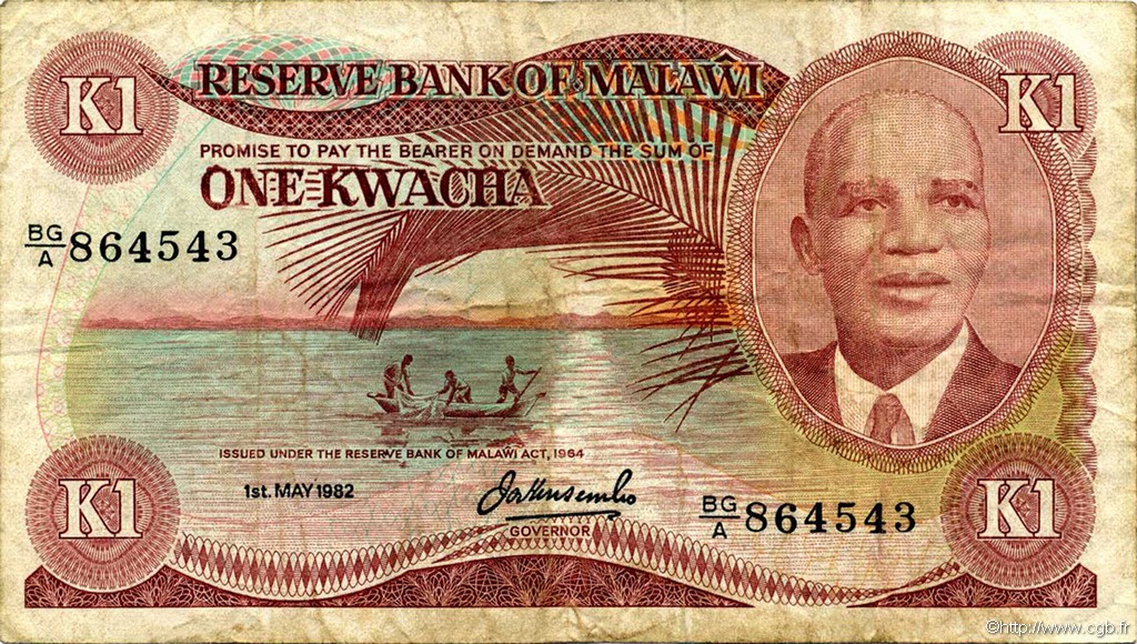 1 Kwacha MALAWI  1982 P.14e S