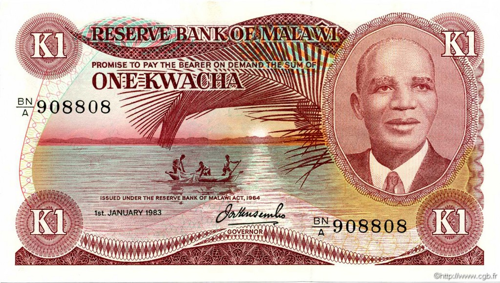1 Kwacha MALAWI  1983 P.14f SC+