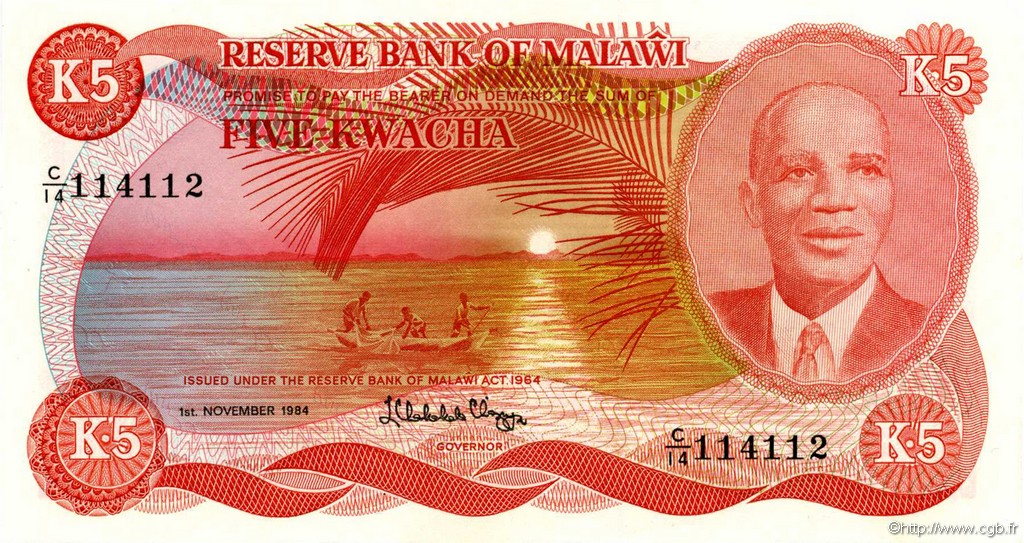 5 Kwacha MALAWI  1984 P.15f q.FDC