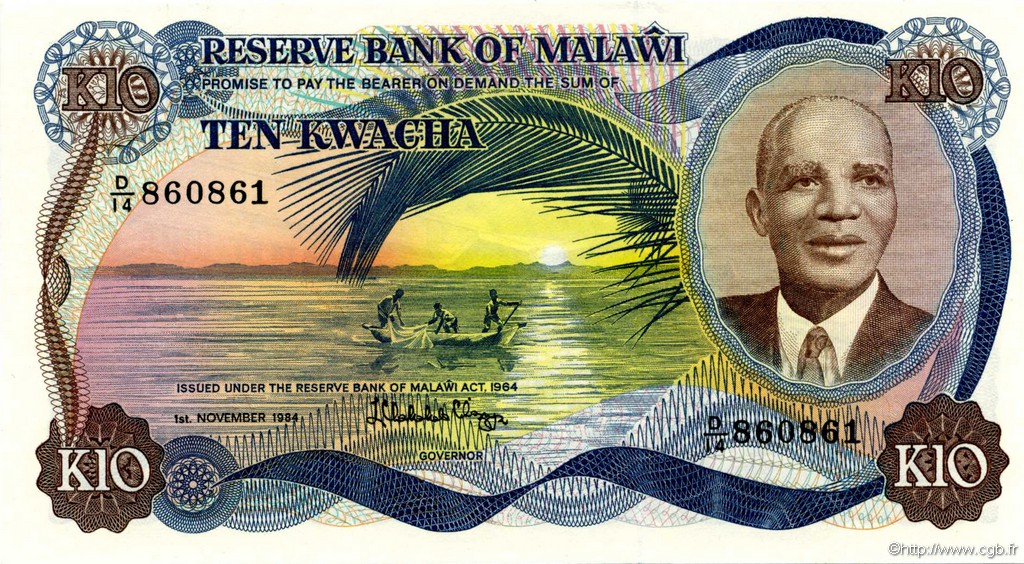 10 Kwacha MALAWI  1984 P.16g q.FDC