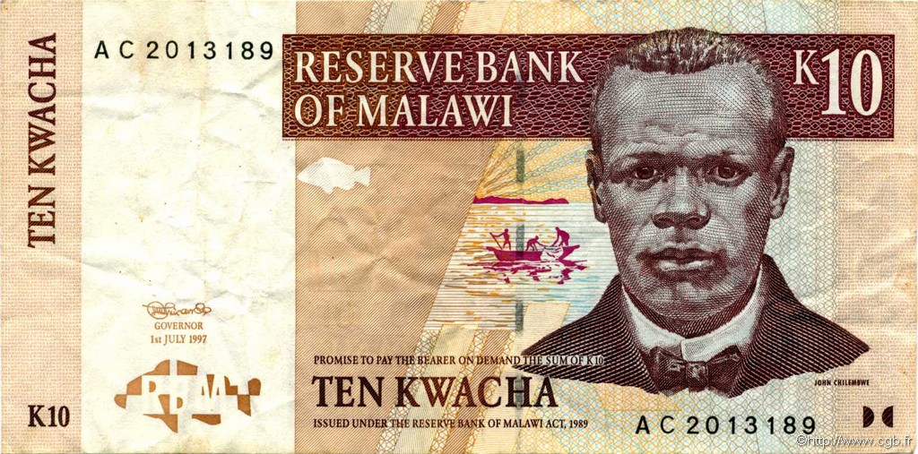 10 Kwacha MALAWI  1997 P.37 MBC