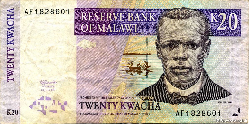 20 Kwacha MALAWI  1997 P.38a SS