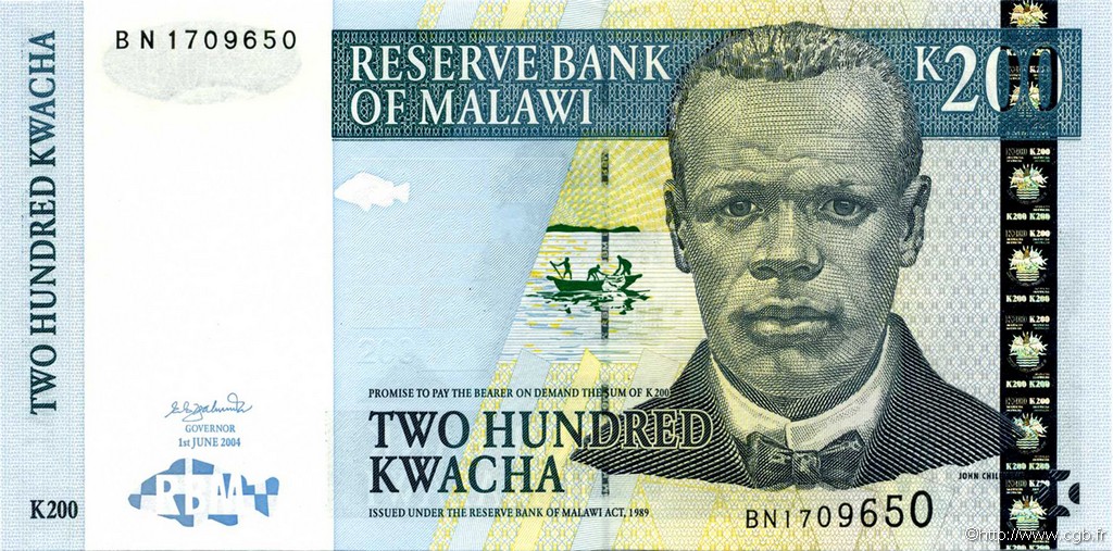 2016 MALAWI 200 Kwacha P-60c UNC Banknote 