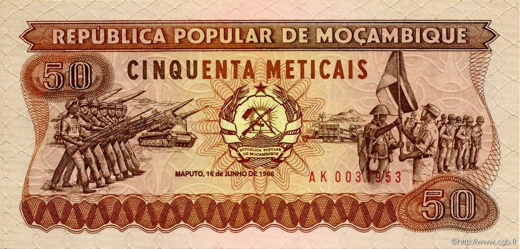 50 Meticais MOZAMBIQUE  1986 P.129b AU