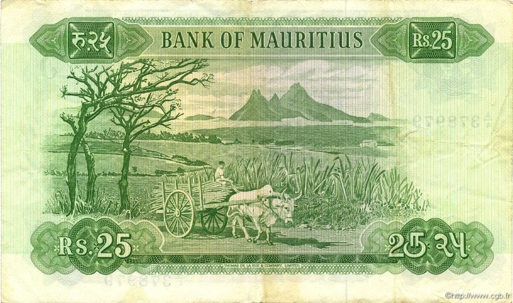 25 Rupees ISOLE MAURIZIE  1967 P.32b BB