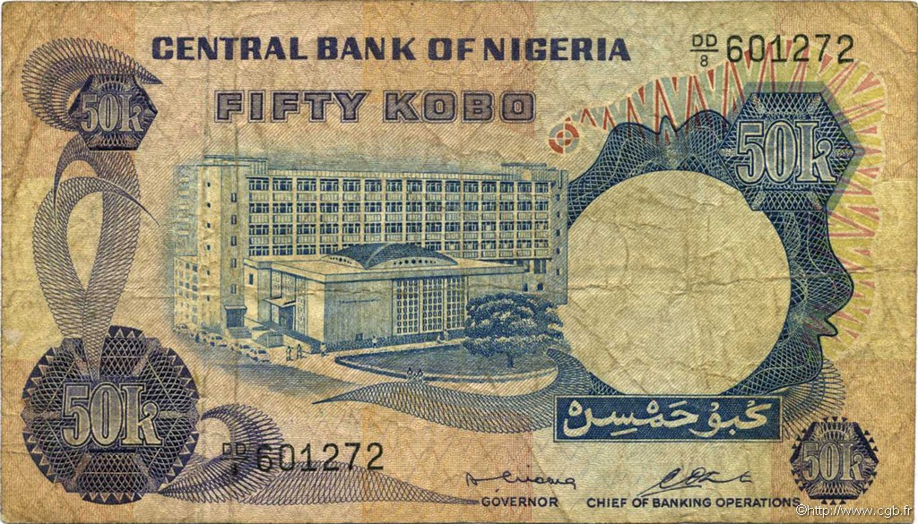 50 Kobo NIGERIA  1973 P.14b q.MB
