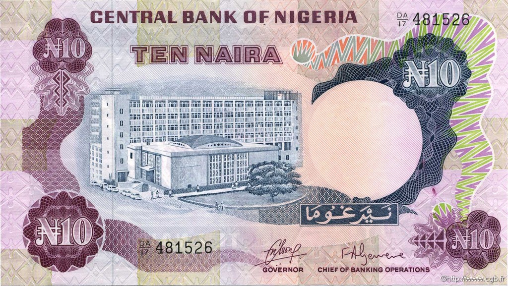10 Naira NIGERIA  1973 P.17a ST