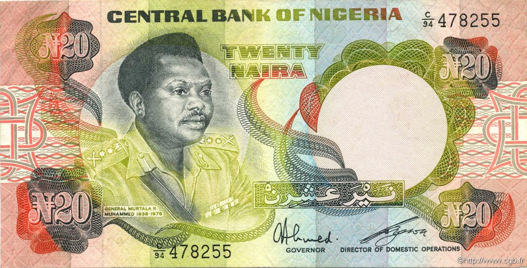 20 Naira NIGERIA  1977 P.18e SPL+