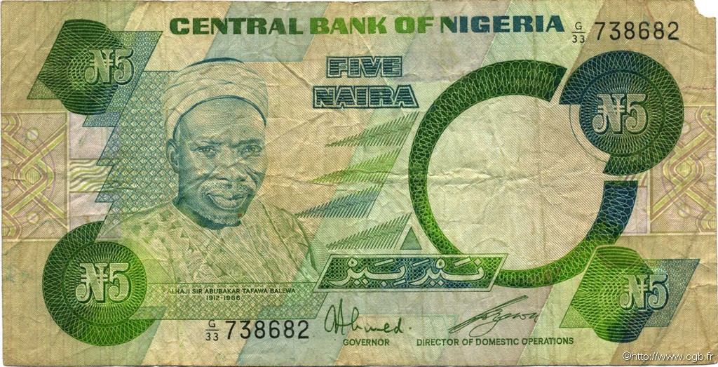 5 Naira NIGERIA  1979 P.20c MB