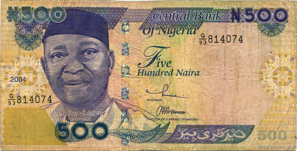 500 Naira NIGERIA  2004 P.30b F-