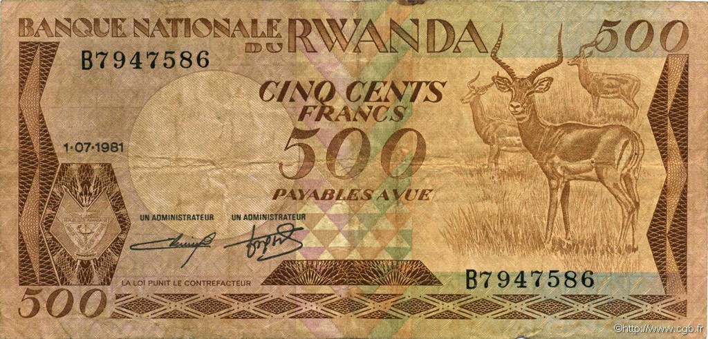 500 Francs RUANDA  1981 P.16a S