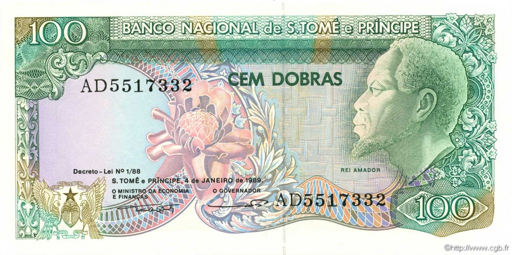 100 Dobras SAO TOME AND PRINCIPE  1989 P.060 UNC