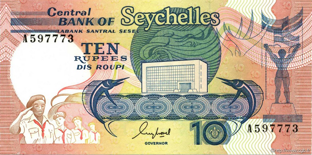 10 Rupees SEYCHELLES  1989 P.32 SC