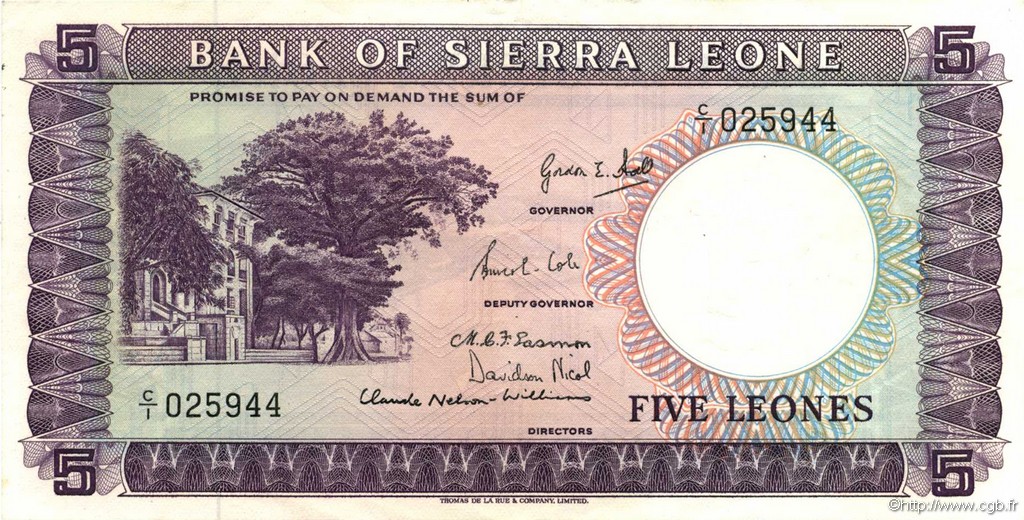 5 Leones SIERRA LEONE  1964 P.03a VZ