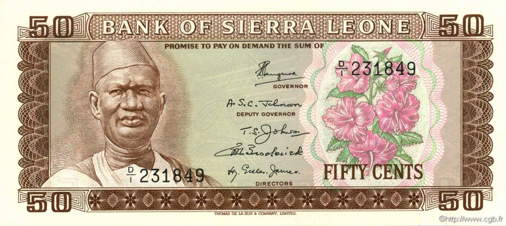 50 Cents SIERRA LEONE  1972 P.04a UNC