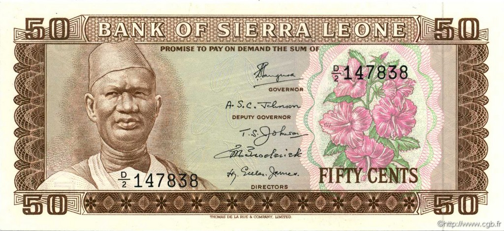 50 Cents SIERRA LEONE  1972 P.04a AU