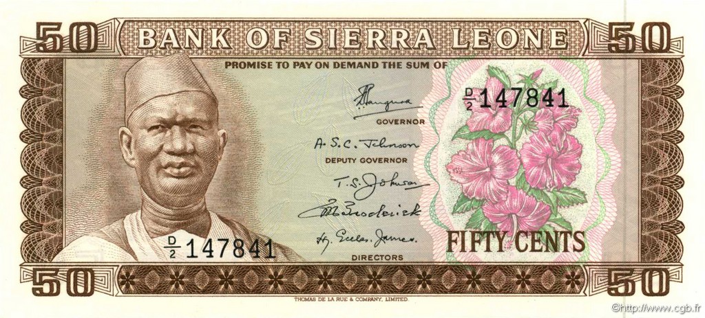 50 Cents SIERRA LEONE  1972 P.04a UNC
