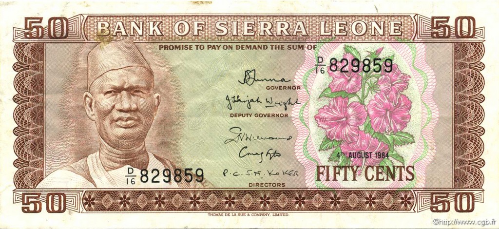 50 Cents SIERRA LEONE  1984 P.04e SS