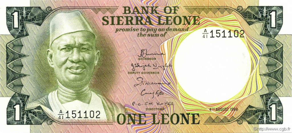 1 Leone SIERRA LEONE  1984 P.05e UNC