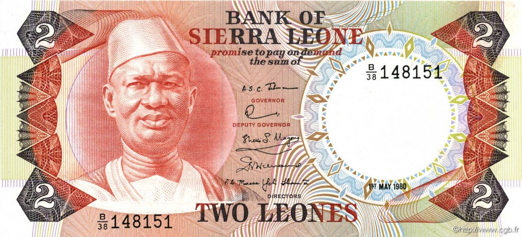 2 Leones SIERRA LEONE  1980 P.06e UNC