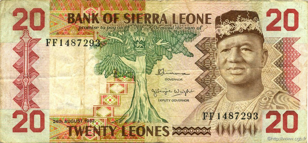 20 Leones SIERRA LEONA  1982 P.14a BC+