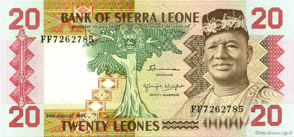 20 Leones SIERRA LEONE  1984 P.14b VZ