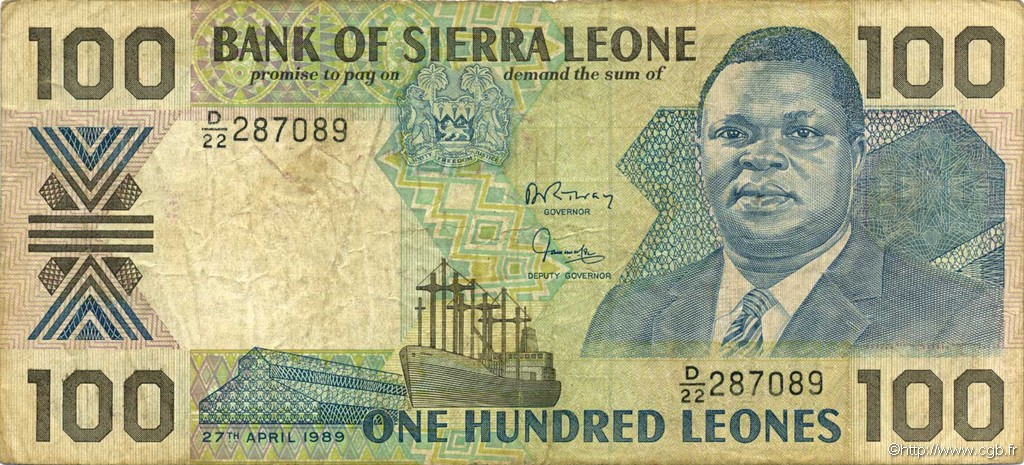 100 Leones SIERRA LEONE  1989 P.18b fS
