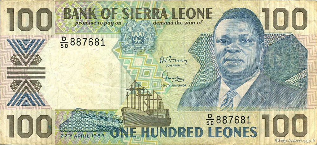 100 Leones SIERRA LEONE  1989 P.18b BB