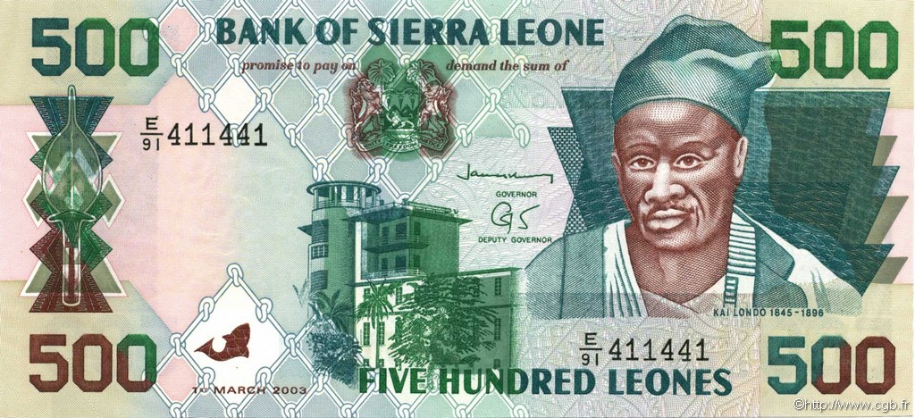 500 Leones SIERRA LEONE  2003 P.23d UNC