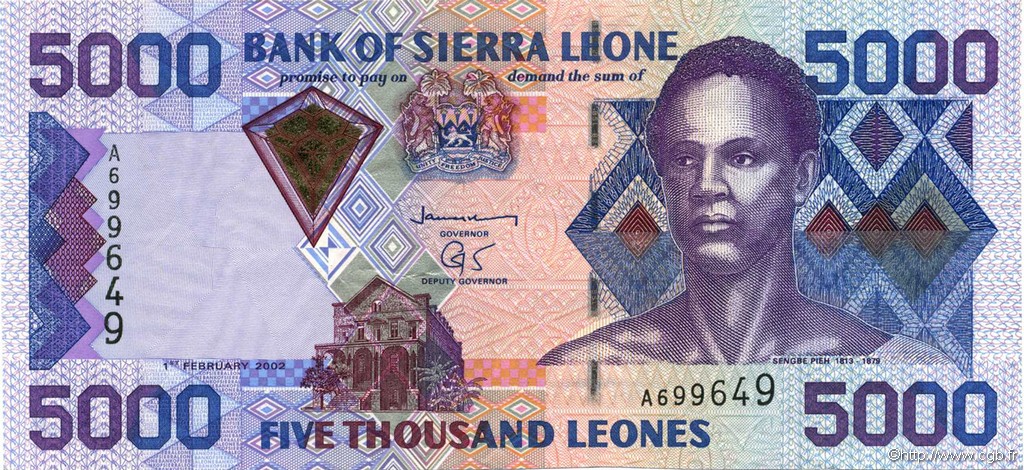 5000 Leones SIERRA LEONE  2002 P.28 XF