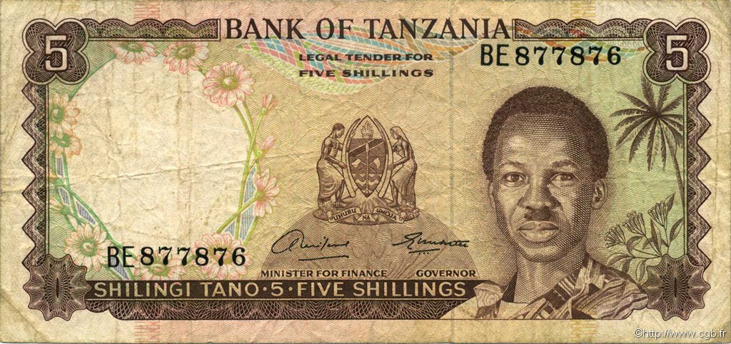 5 Shillings TANSANIA  1966 P.01a S