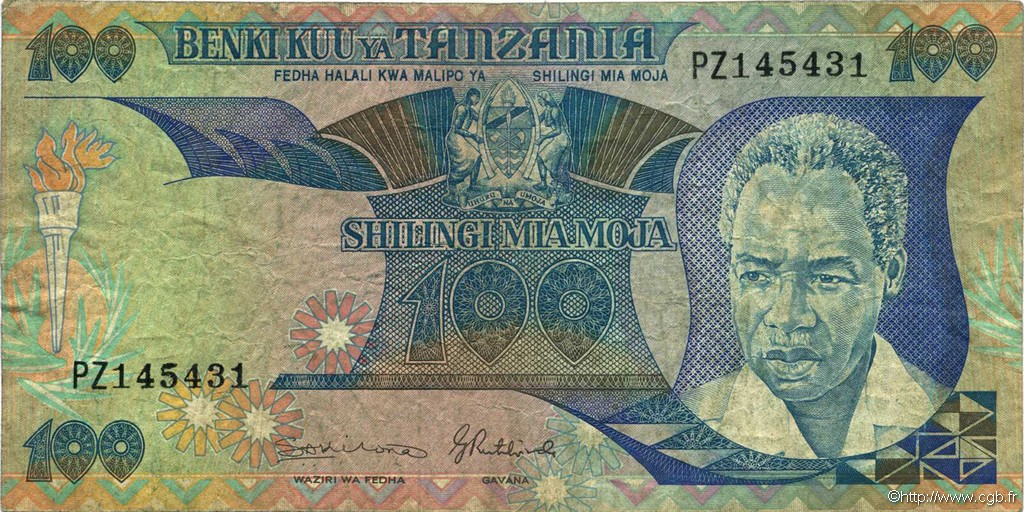 100 Shilingi TANZANIA  1986 P.14b F