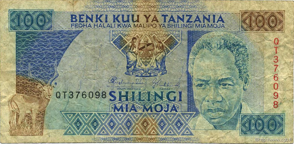 100 Shilingi TANZANIA  1993 P.24 VG