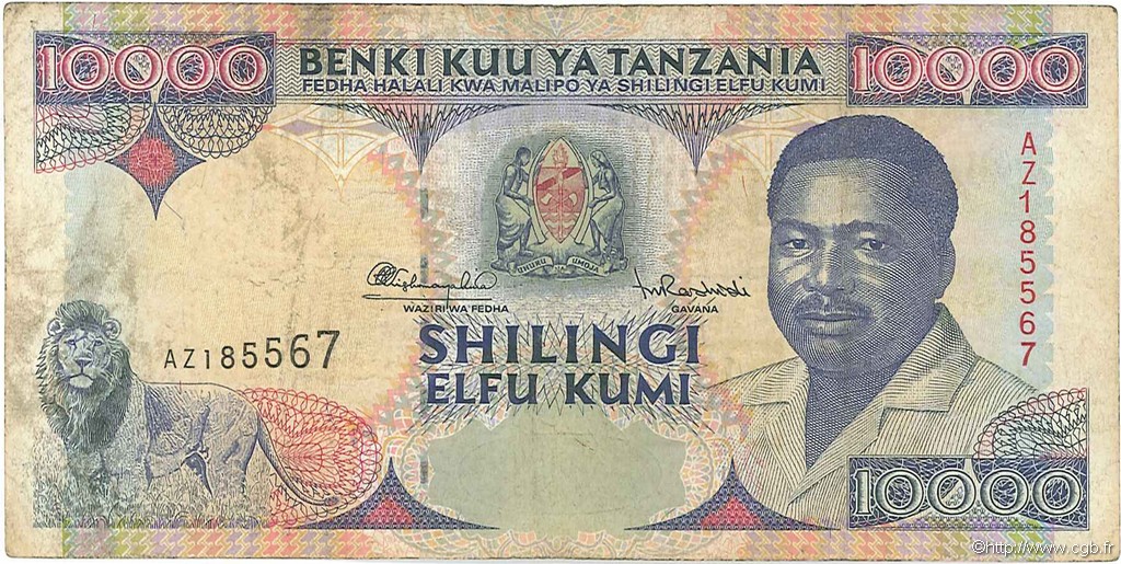 10000 Shilingi TANZANIA  1995 P.29 F