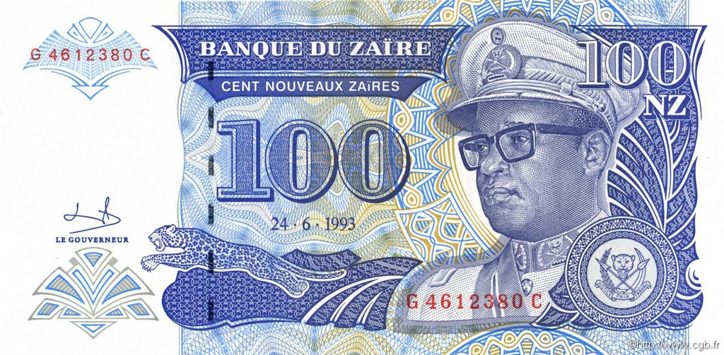 100 Nouveaux Zaïres ZAÏRE  1993 P.58a SC