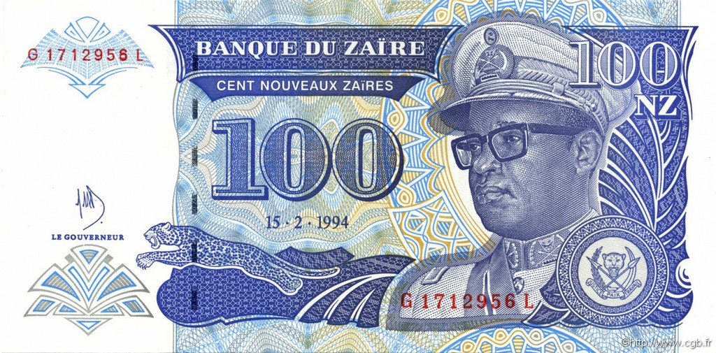 100 Nouveaux Zaïres ZAIRE  1994 P.60 UNC