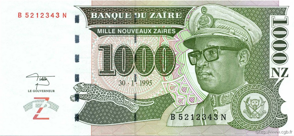 1000 Nouveaux Zaïres ZAÏRE  1995 P.66 FDC