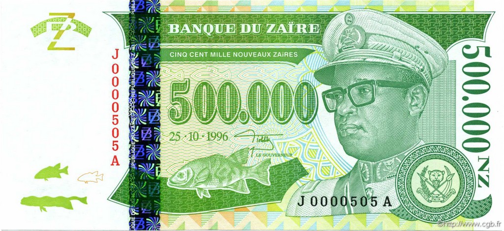 500000 Nouveaux Zaïres ZAIRE  1996 P.78a UNC-