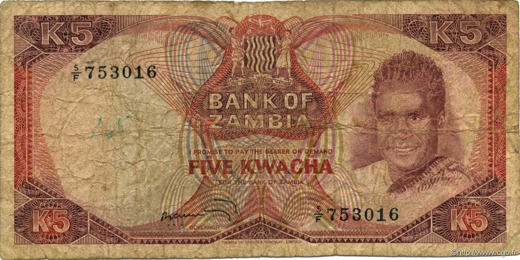 5 Kwacha ZAMBIA  1973 P.15a B