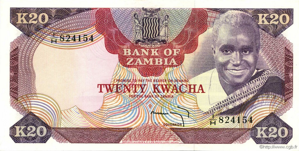 20 Kwacha ZAMBIA  1974 P.18a q.FDC
