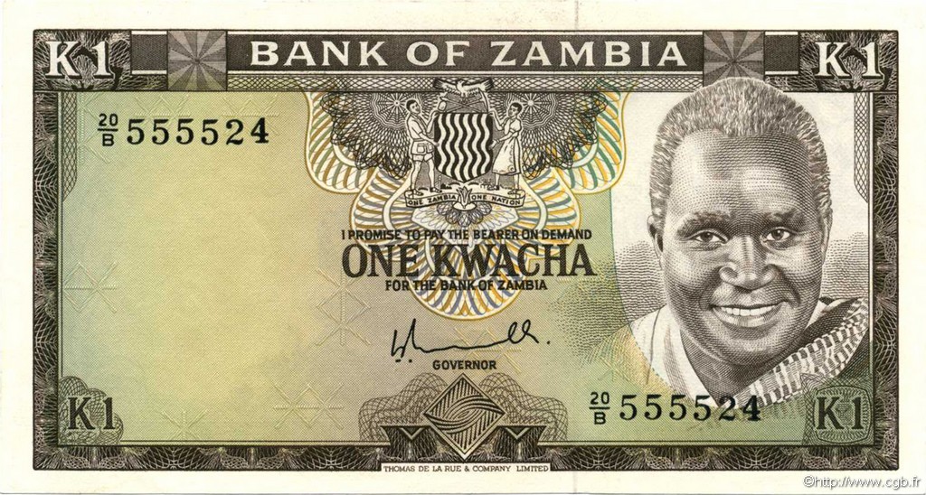 1 Kwacha ZAMBIA  1976 P.19a SPL