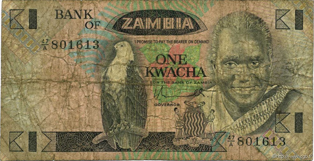 1 Kwacha ZAMBIA  1980 P.23a B