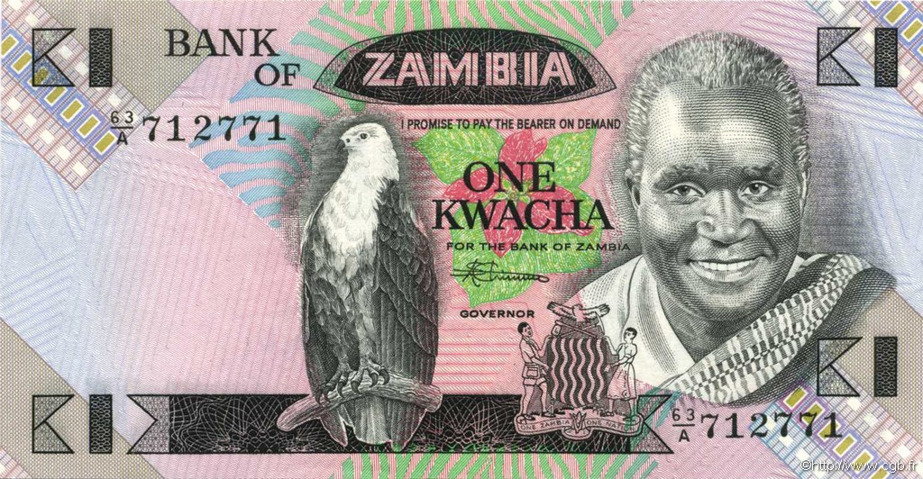 1 Kwacha ZAMBIA  1980 P.23b SPL