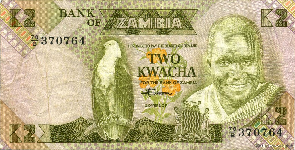 2 Kwacha ZAMBIA  1980 P.24c VF