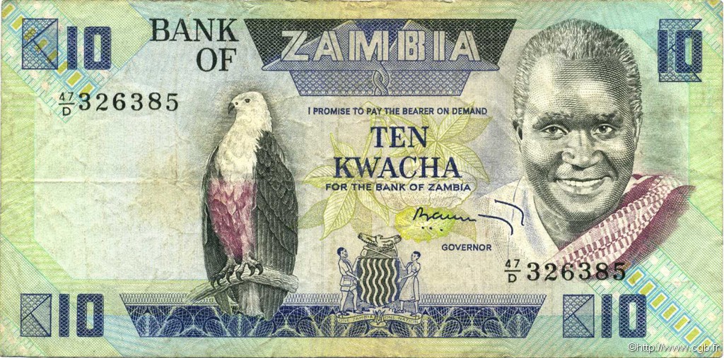 10 Kwacha ZAMBIA  1980 P.26c VF-