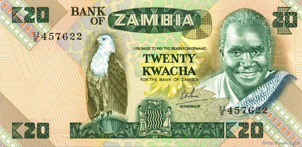 20 Kwacha ZAMBIA  1980 P.27d UNC