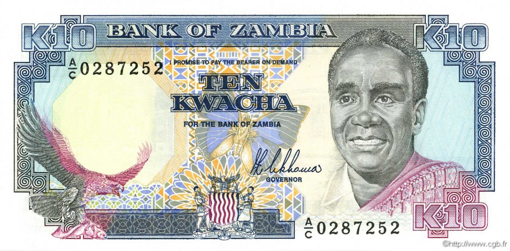 10 Kwacha ZAMBIA  1989 P.31a UNC